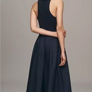 ANTHROPOLOGIE MAEVE SLEEVELESS COLLARED DROP-WAIST MIDI DRESS Dark Blue Size S